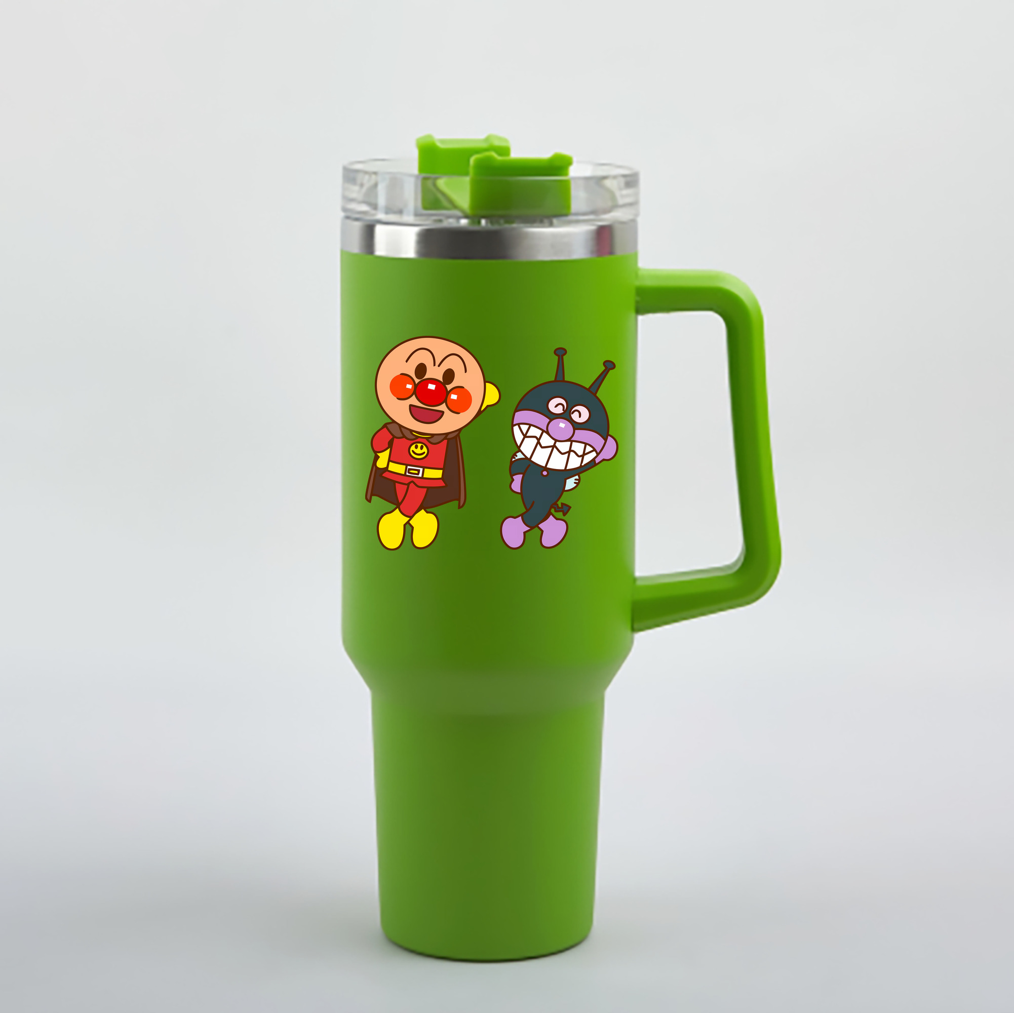 （画像用） アンパンマン Anpanman 1200mL車用タンブラー - クリスタルステッカー（プラスチックストロー付き）